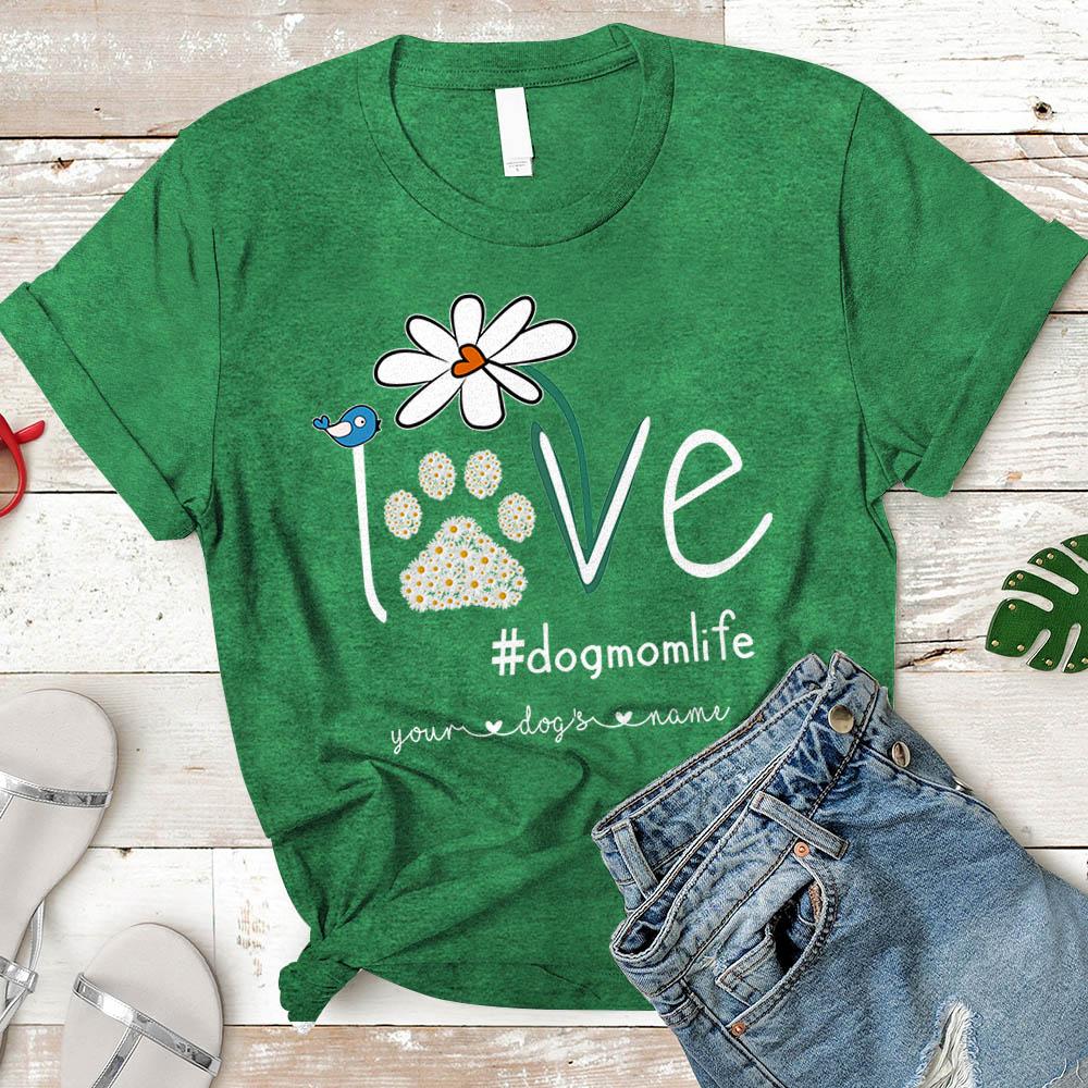 Dog Mom Daisy Flower Personalized Dogs Names T-shirt