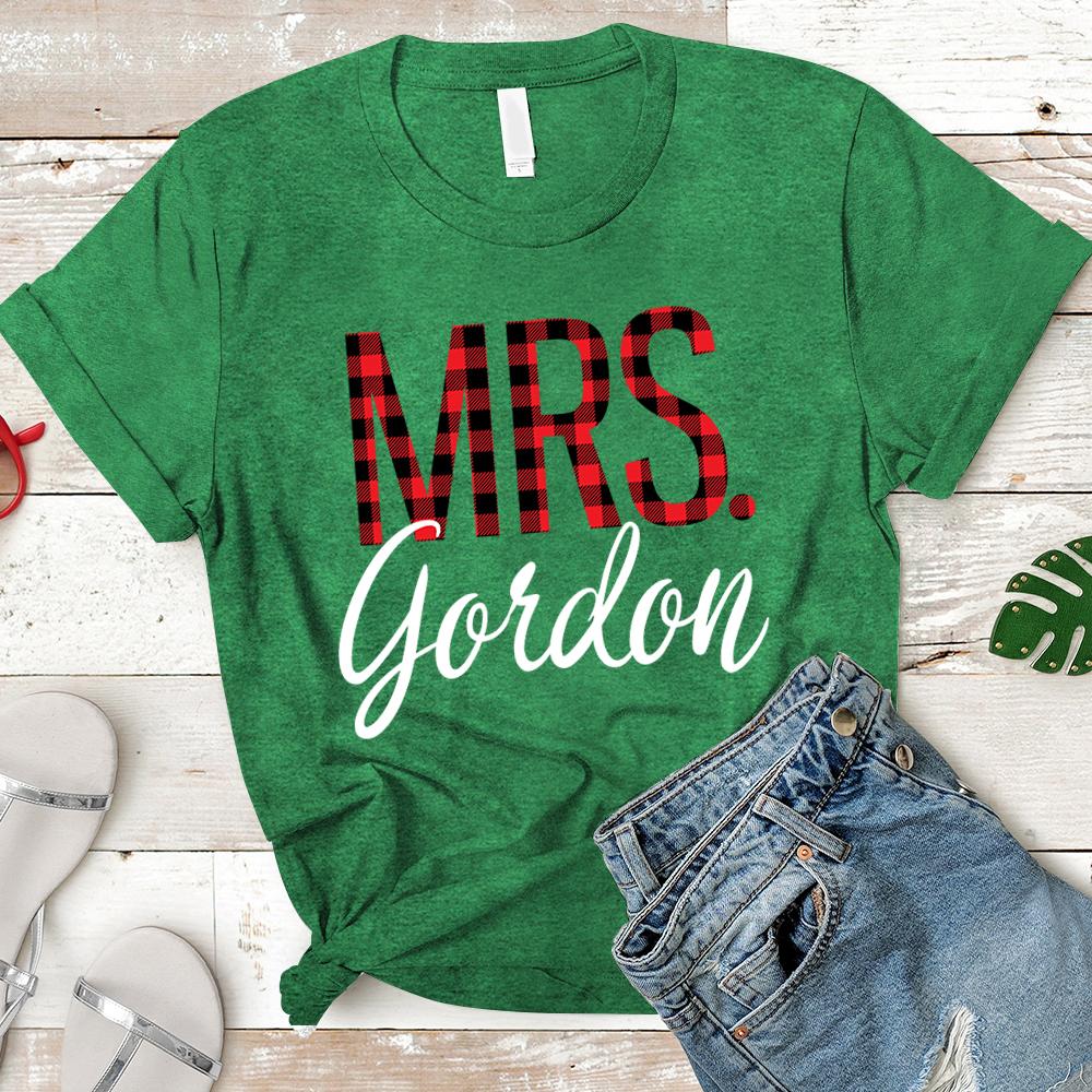 Personalized Mrslast Name Relaxed Boyfriend Personalized Last Name Boyfriend Buffalo Plaid Shirt