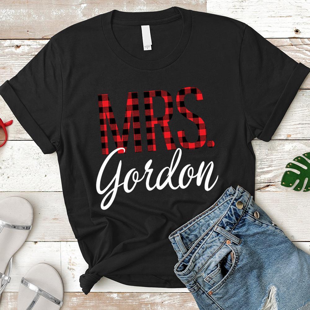 Personalized Mrslast Name Relaxed Boyfriend Personalized Last Name Boyfriend Buffalo Plaid Shirt