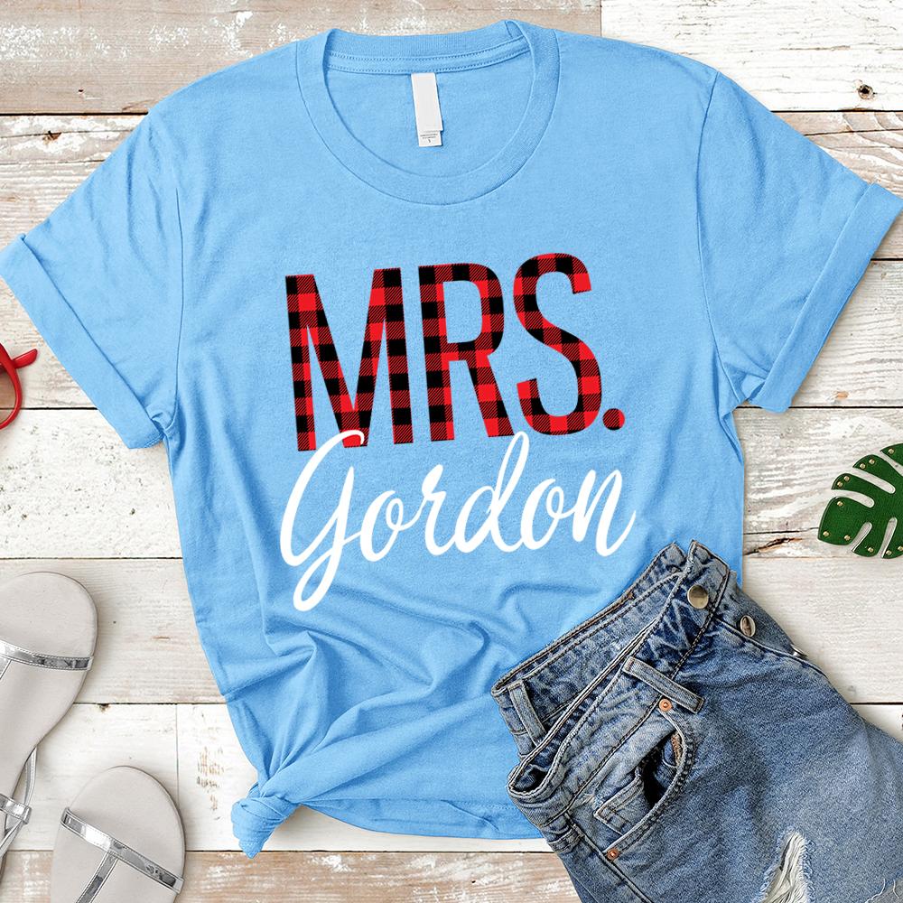 Personalized Mrslast Name Relaxed Boyfriend Personalized Last Name Boyfriend Buffalo Plaid Shirt