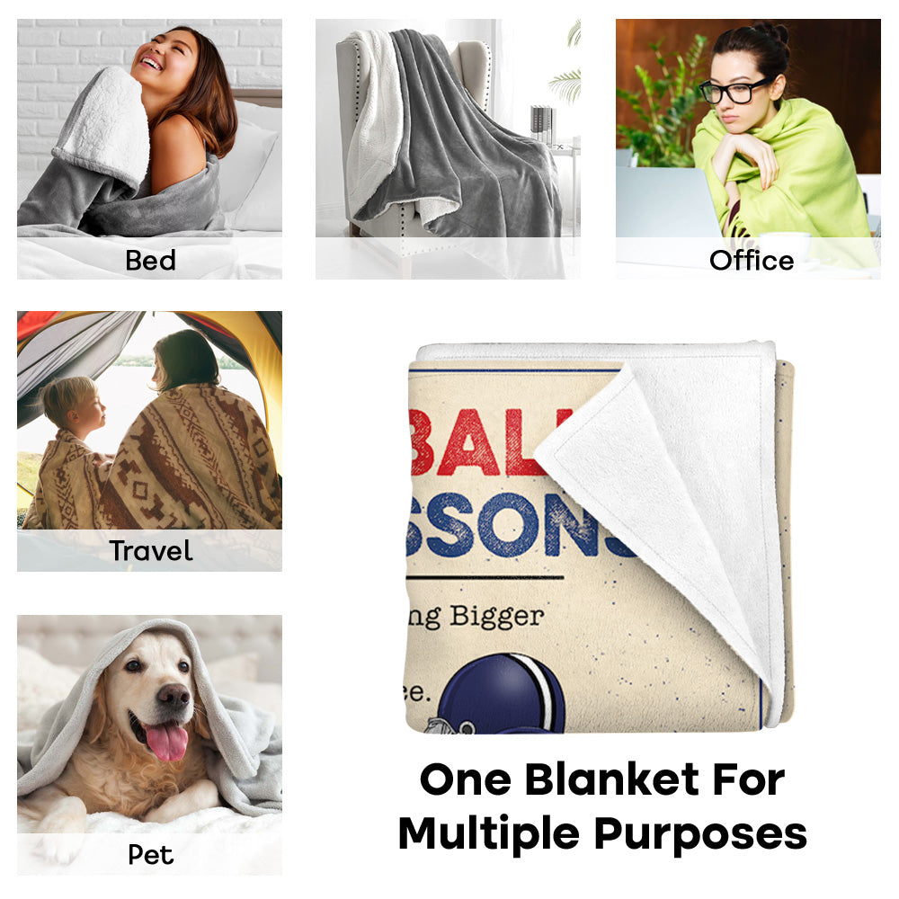 American Football Life Lessons Custom Blanket Gift For Football Player - Personalized Gifts For Football Lovers