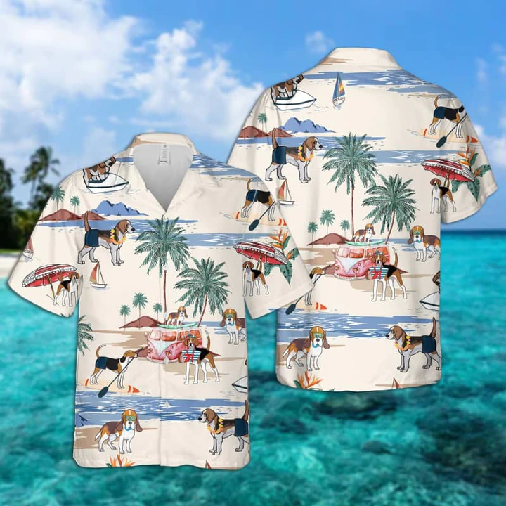 English Foxhound Summer Beach Hawaiian Shirt, Hawaiian Shirts For Men Short Sleeve Aloha Beach Shirt