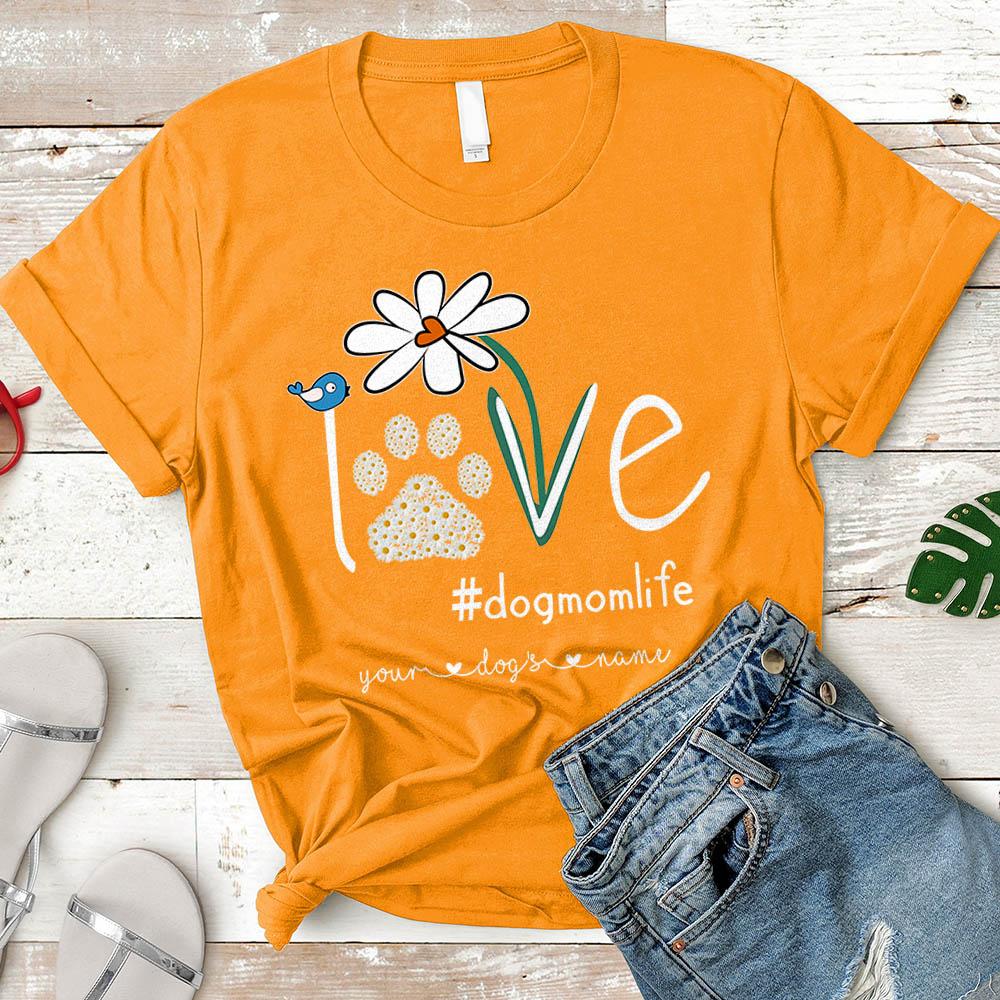 Dog Mom Daisy Flower Personalized Dogs Names T-shirt