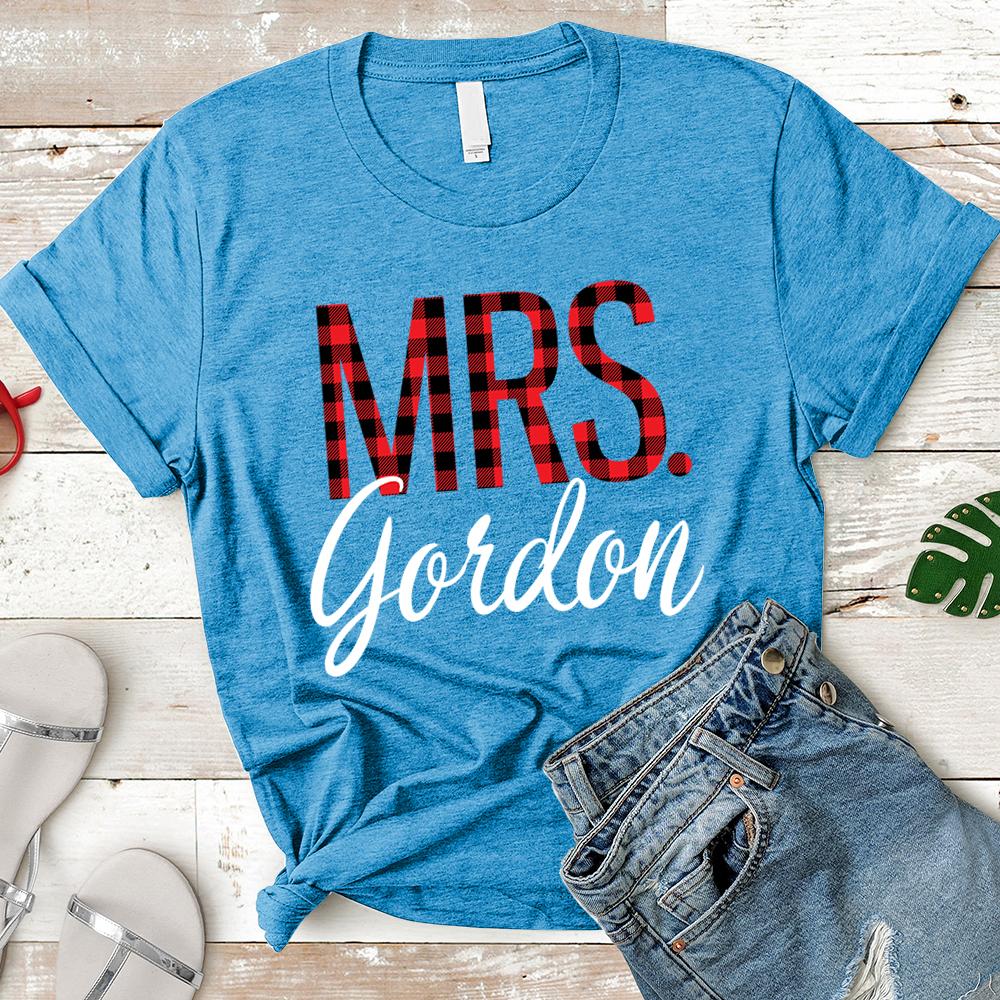 Personalized Mrslast Name Relaxed Boyfriend Personalized Last Name Boyfriend Buffalo Plaid Shirt