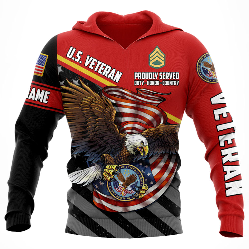 Proudly Served Duty Honor Country Eagle Personalized All Over Print Shirt For Veterans H2511