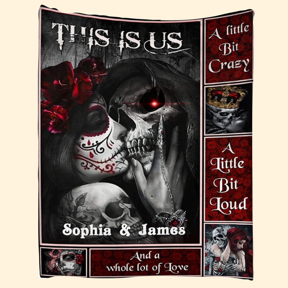 This Is Us Skull Couple Rose Blanket