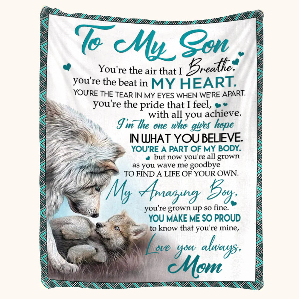 Personalized To My Son Wolf Custom Blanket Gift For Son From Mom