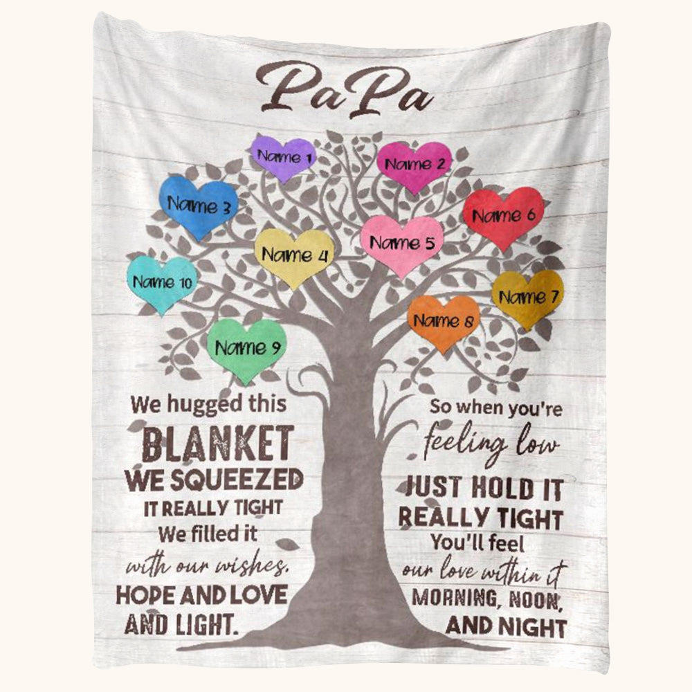 We Hugged This Blanket We Squeezed Tree Heart Custom Name Blanket Gift For Grandpa