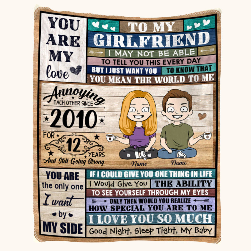 To My Girlfriend You Mean The World To Me Personalized Blanket Gift For Her