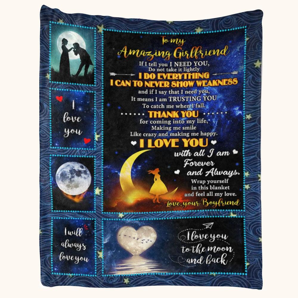 If I Tell You I Need You Couple Love Moon Heart Custom Blanket Gift For Girlfriend