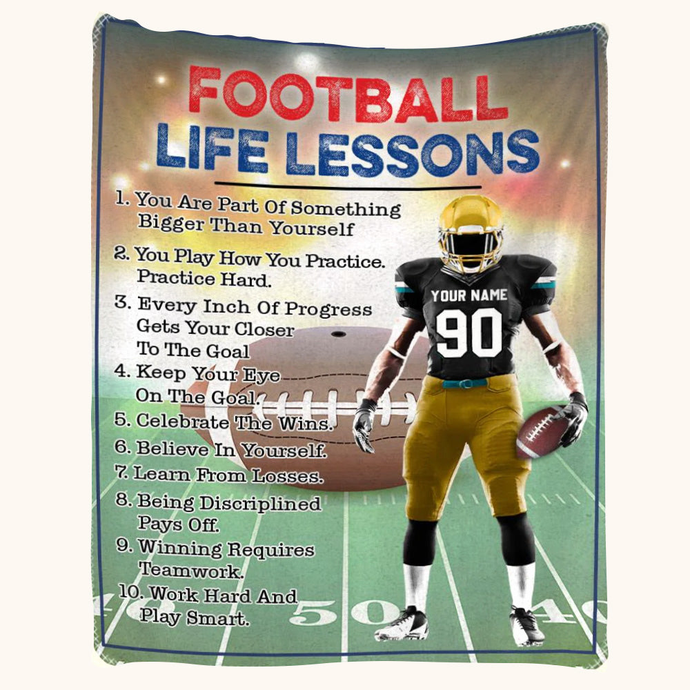 American Football Life Lessons Custom Blanket Gift For Football Player Football Lovers