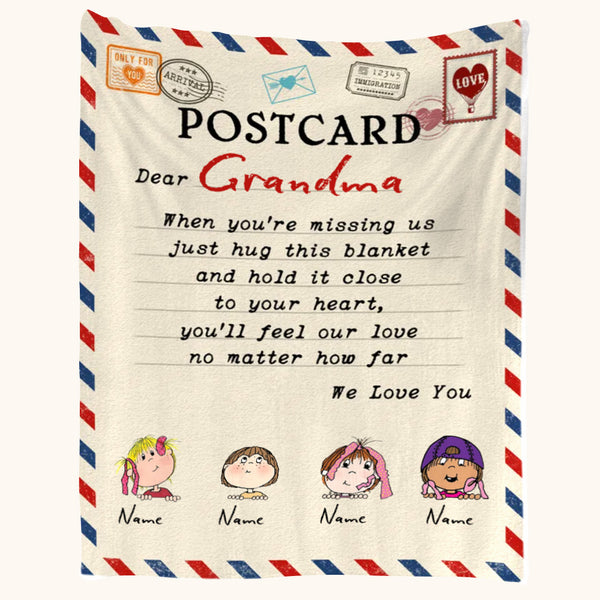 Personalized Postcard Message Blanket For Grandma/Mom/Grandpa/Papa - C