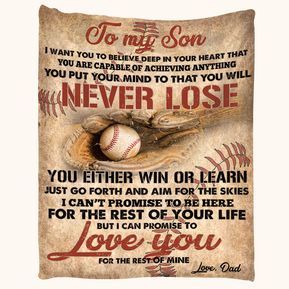 To My Son I Want You To Believe Deep In Your Heart Baseball Custom Blanket For Son