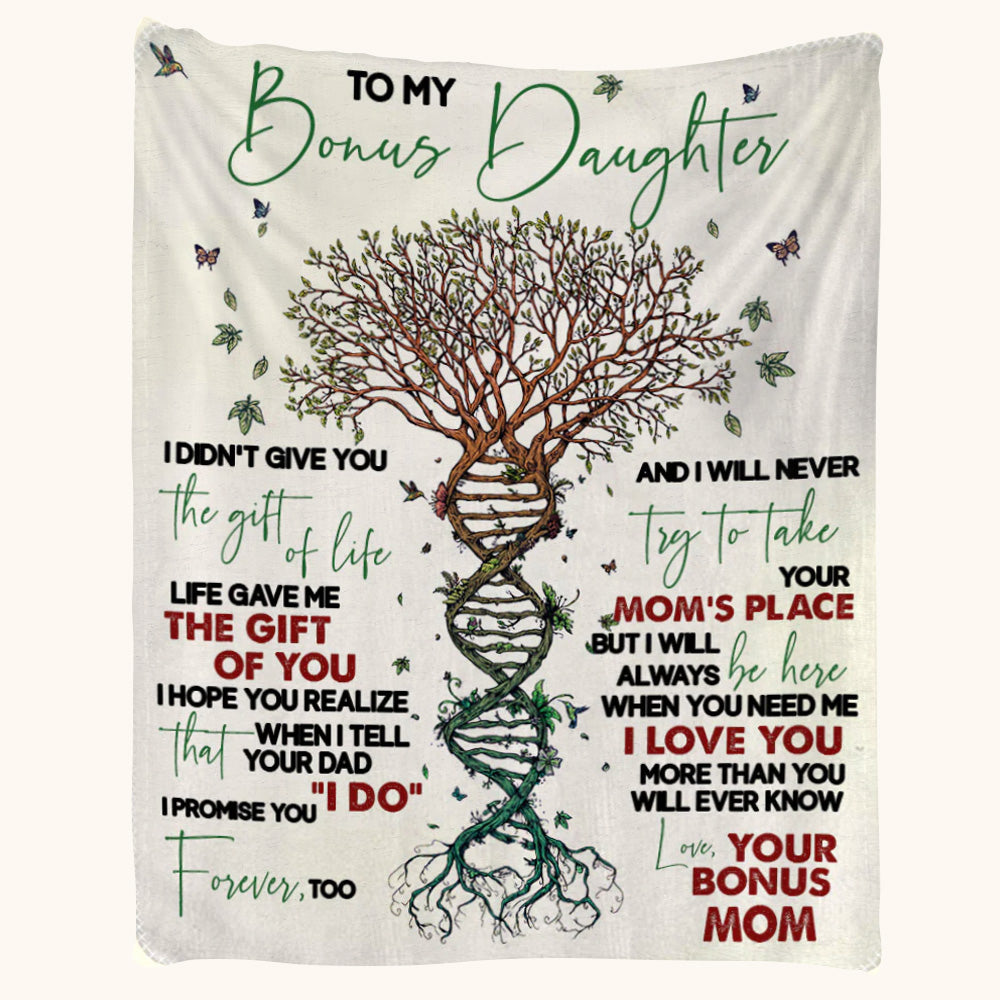 To My Bonus Daughter Tree Of Life Custom Blanket Gift For Bonus Daughter From Bonus Mom
