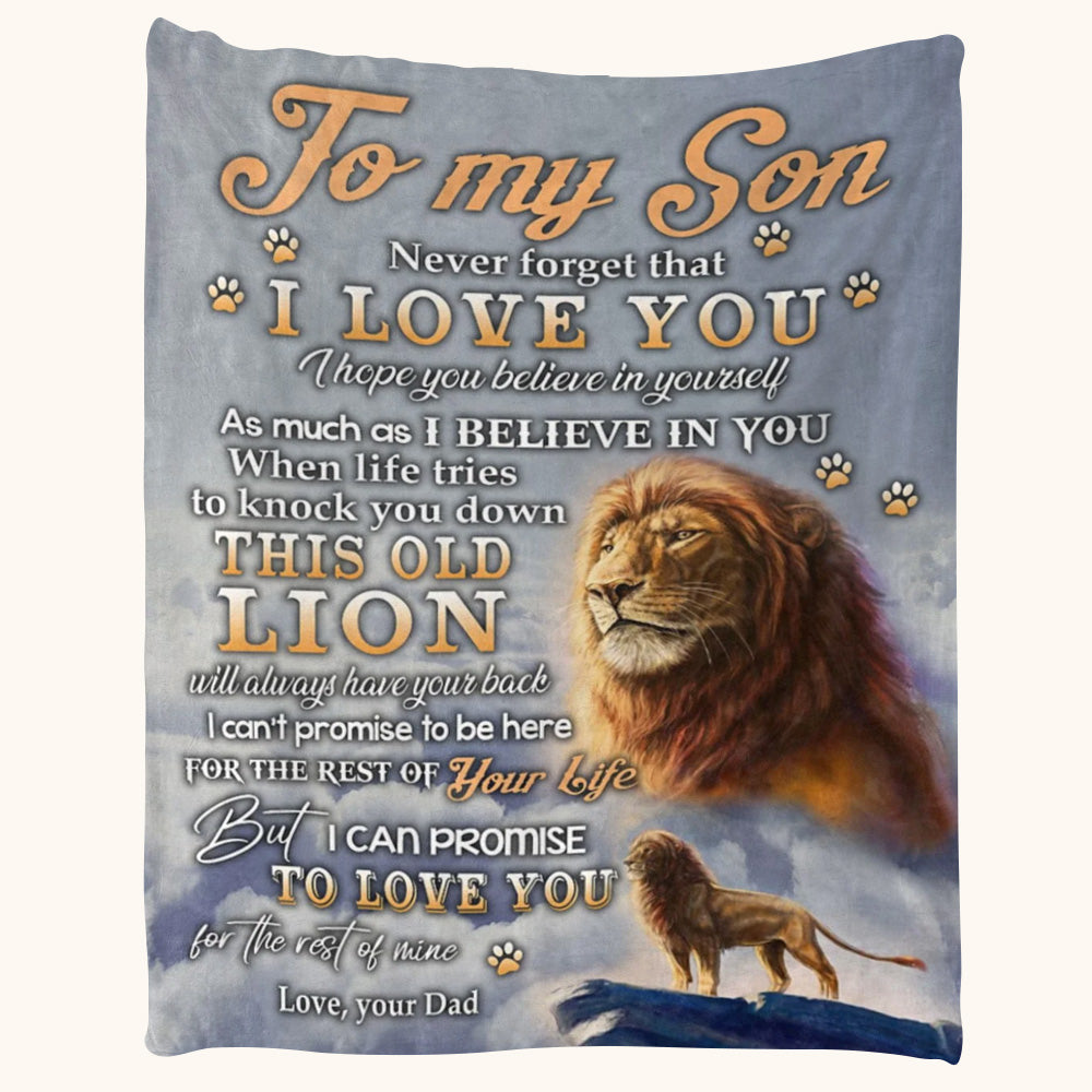 To My Son Never Forget That I Love You Lion King On Sky Custom Blanket Gift For Son