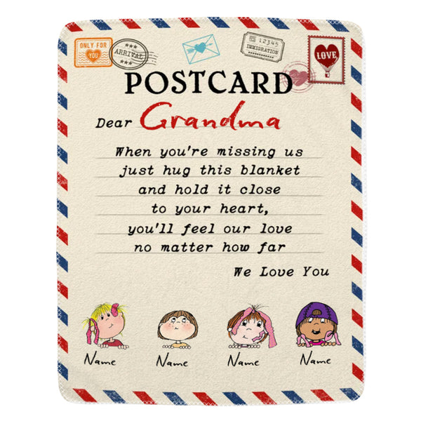Personalized Postcard Message Blanket For Grandma/Mom/Grandpa/Papa - C