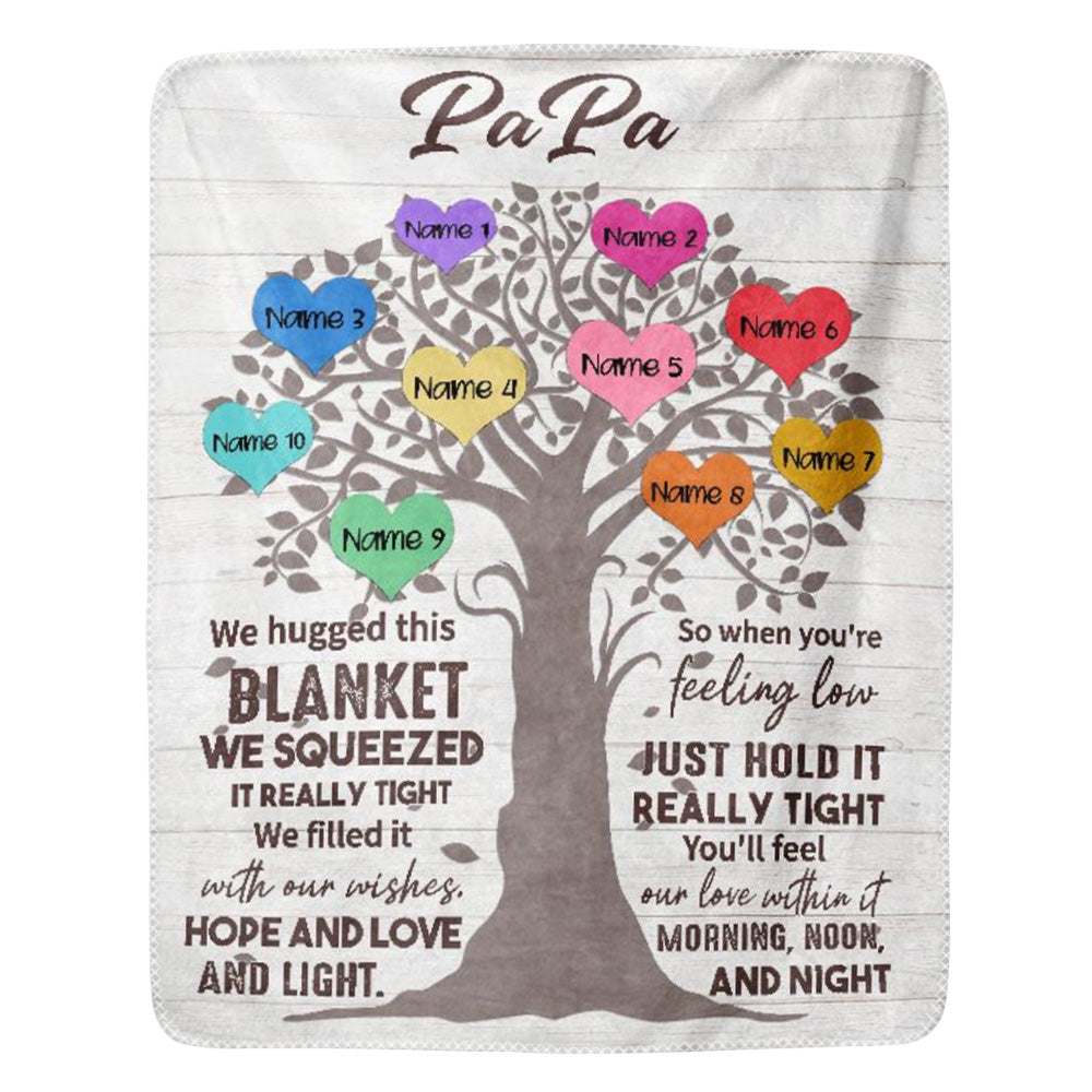 We Hugged This Blanket We Squeezed Tree Heart Custom Name Blanket Gift For Grandpa