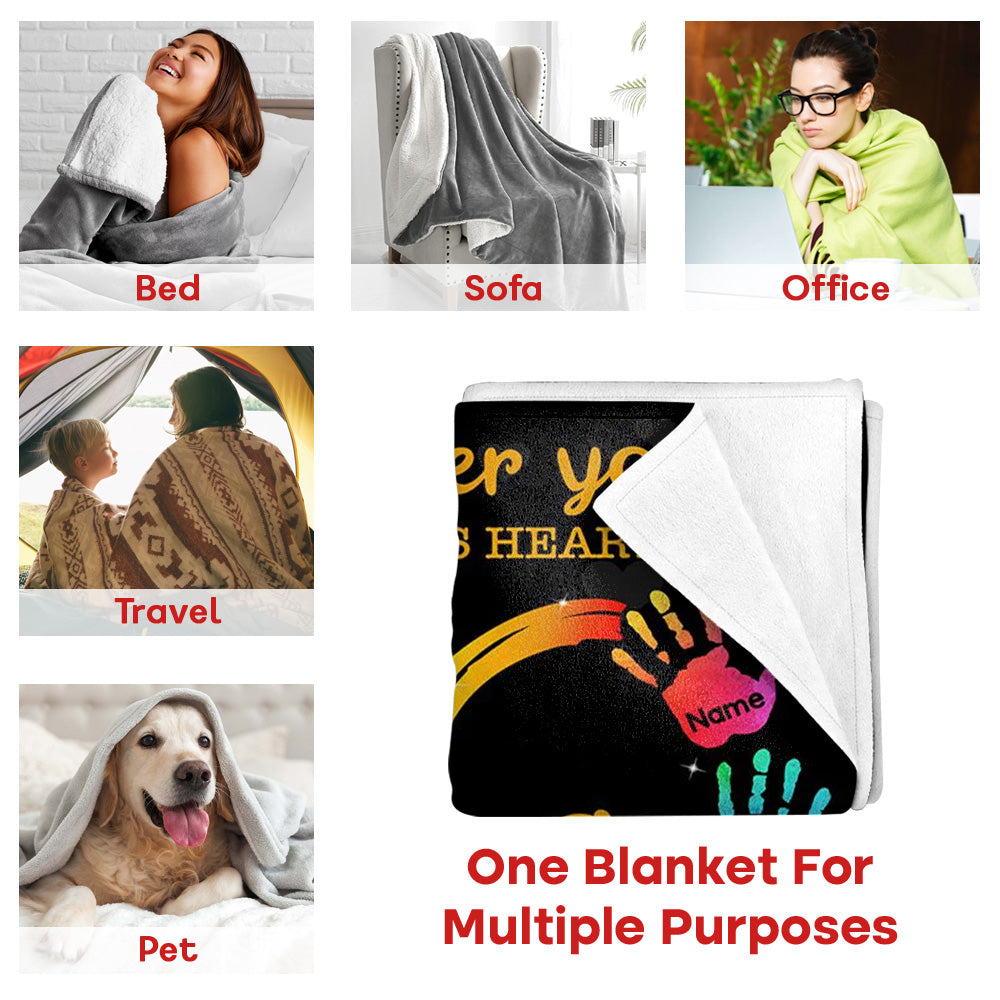 Whenever You Touch This Heart You Will Know That We Love You Custom Blanket Gift For Grandma Nana