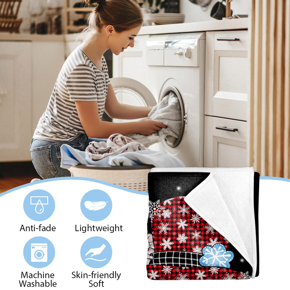 Grandma Snowman Candy Cane Christmas With Kids Name Custom Blanket Gift For Grandma