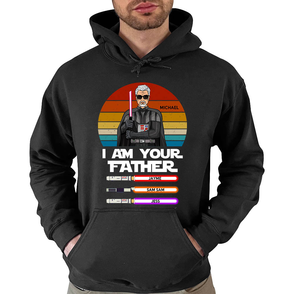 I Am Your Father Retro Color Darth Vader Premium T-Shirt | Personalized Gift with Kid's Name