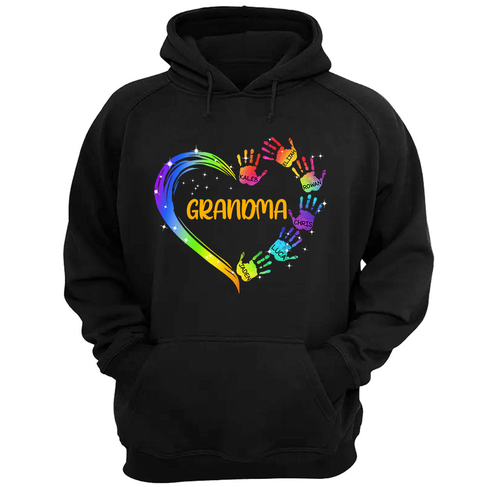 Grandma Heart And Grandkids Hands Personalized Shirts, Nickname And Names Can Be Changed