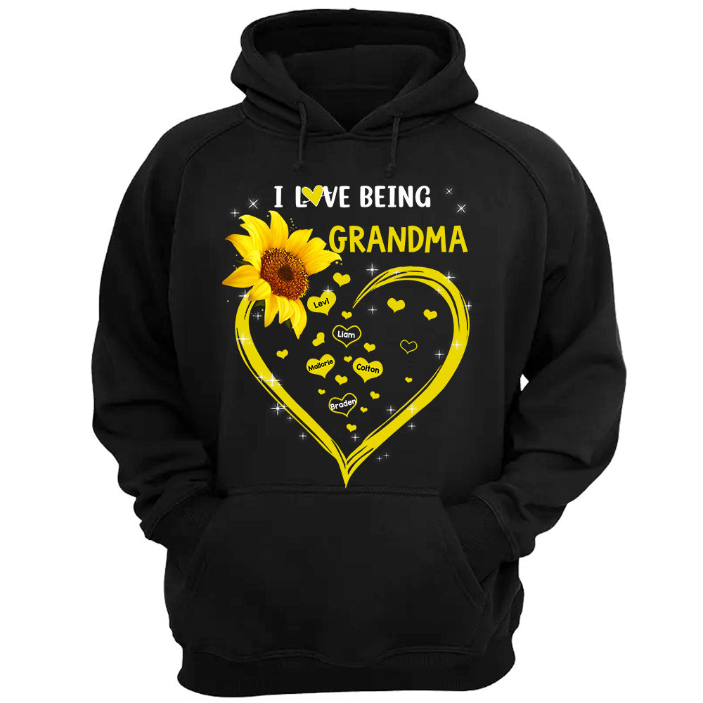 I Love Being Grandma Sunflower Heart Custom Shirt Gift For Grandma