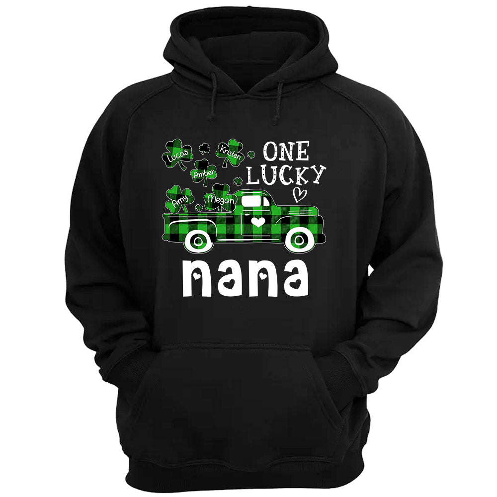 Personalized One Lucky Nana St. Patrick's Day T Shirt Funny Nana With Grandkids Names Shirt Gift For Grandma Nana