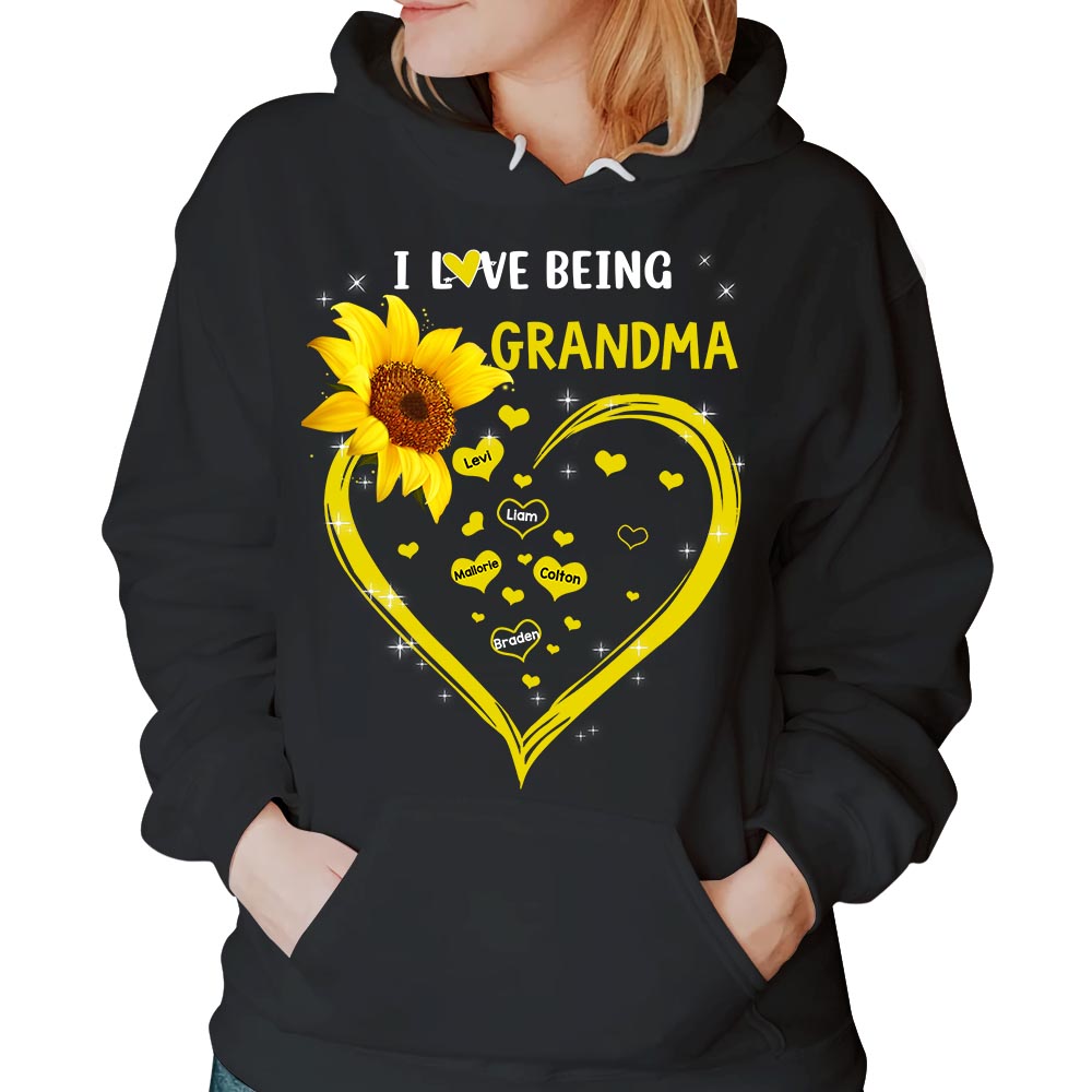 I Love Being Grandma Sunflower Heart Custom Shirt Gift For Grandma