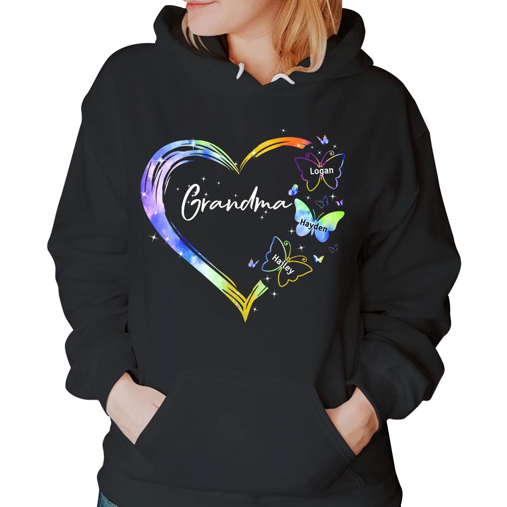 Grandma Heart And Grandkids Hands Custom Shirt Gift For Grandmas Nana