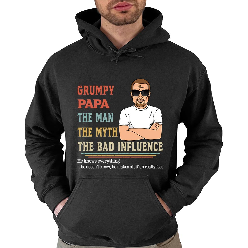 The Man, The Myth, The Bad Influence Personalized Grandpa Shirt
