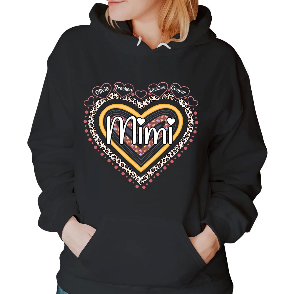 Grandma Nana Rainbow Leopard Heart Personalized Shirts For Grandma