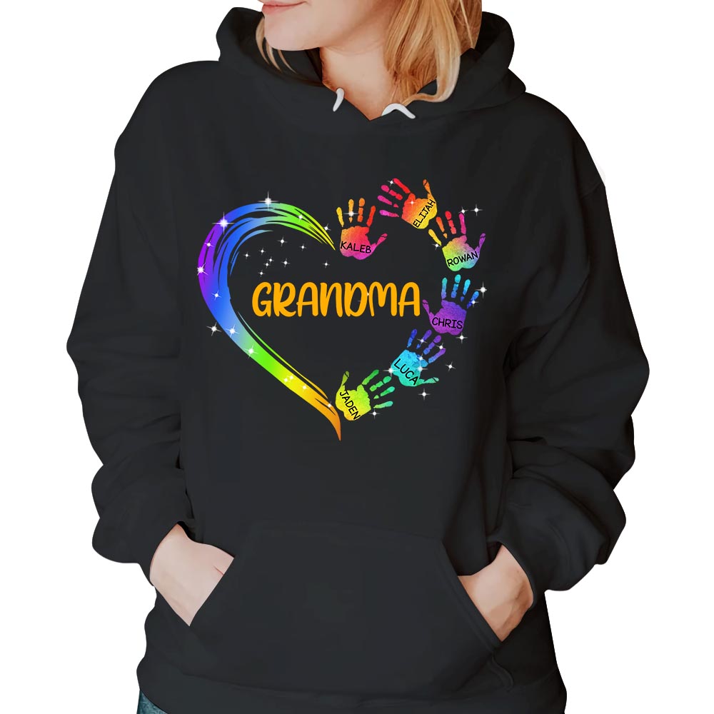 Grandma Heart And Grandkids Hands Personalized Shirts, Nickname And Names Can Be Changed