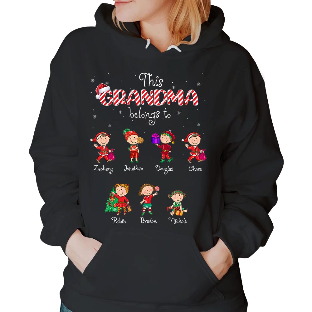 Personalized This Grandma Belongs To Custom Grandkids Name Christmas Shirt For Grandma
