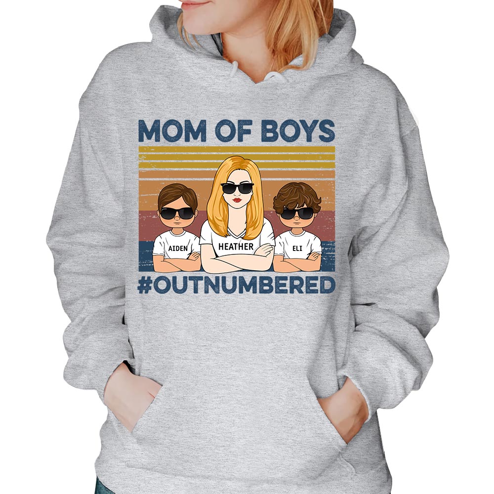 Mom Of Boys #Outnumbered Hashtag Custom Shirt Gift For Mother