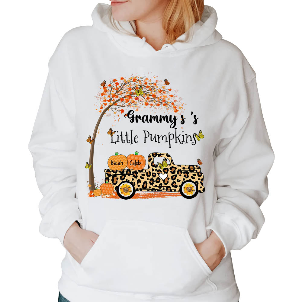 Nana's Little Pumpkins Truck Autumn Personalized Shirts - Custom Grandma Nickname With Grandkids Names Shirt