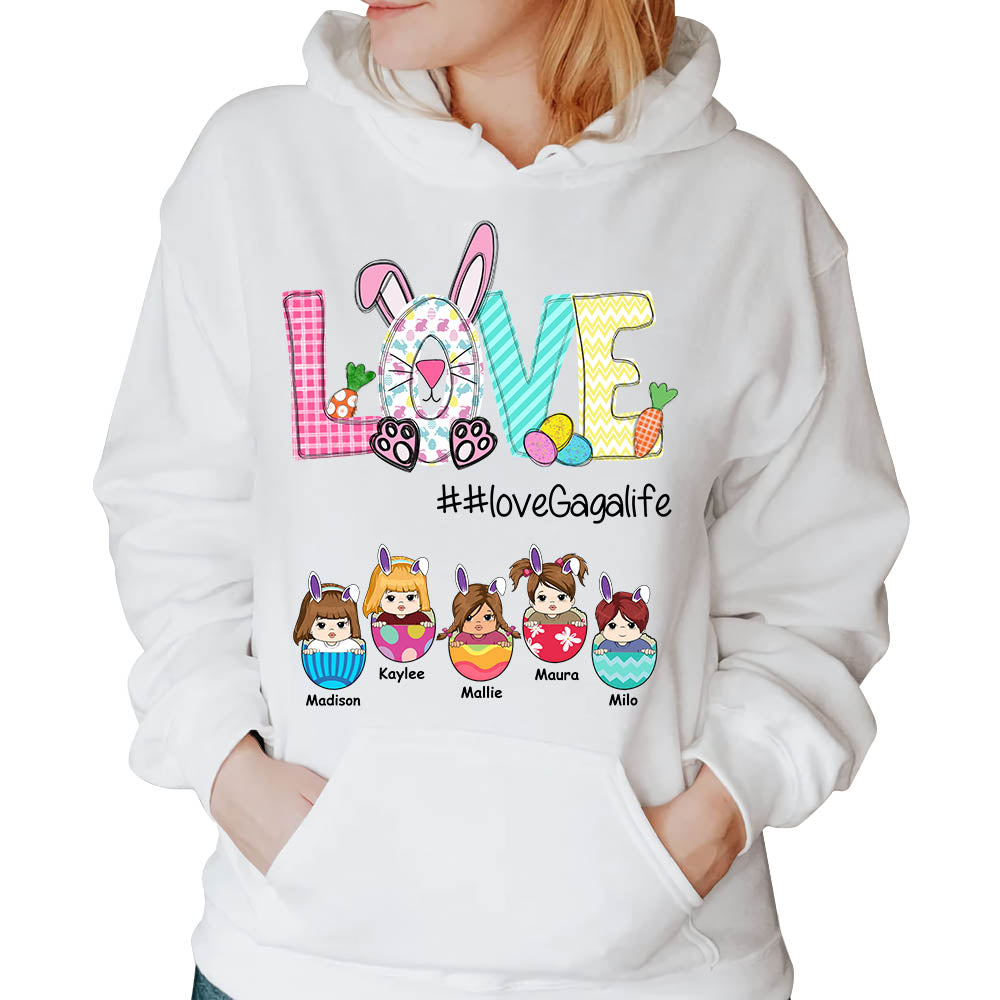 Personalized Love Grandmalife Bunny Easter Eggs Shirt For Grandma