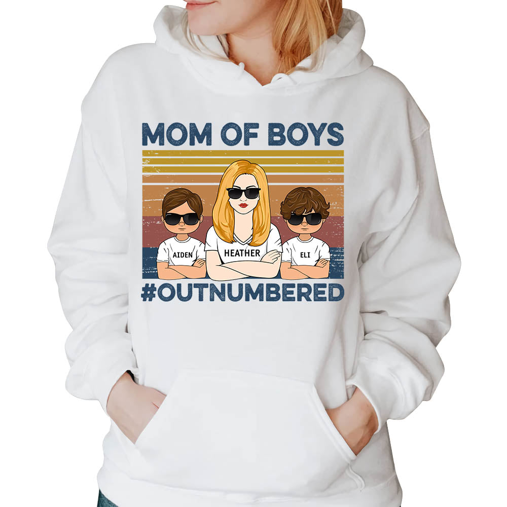 Mom Of Boys #Outnumbered Hashtag Custom Shirt Gift For Mother Mom