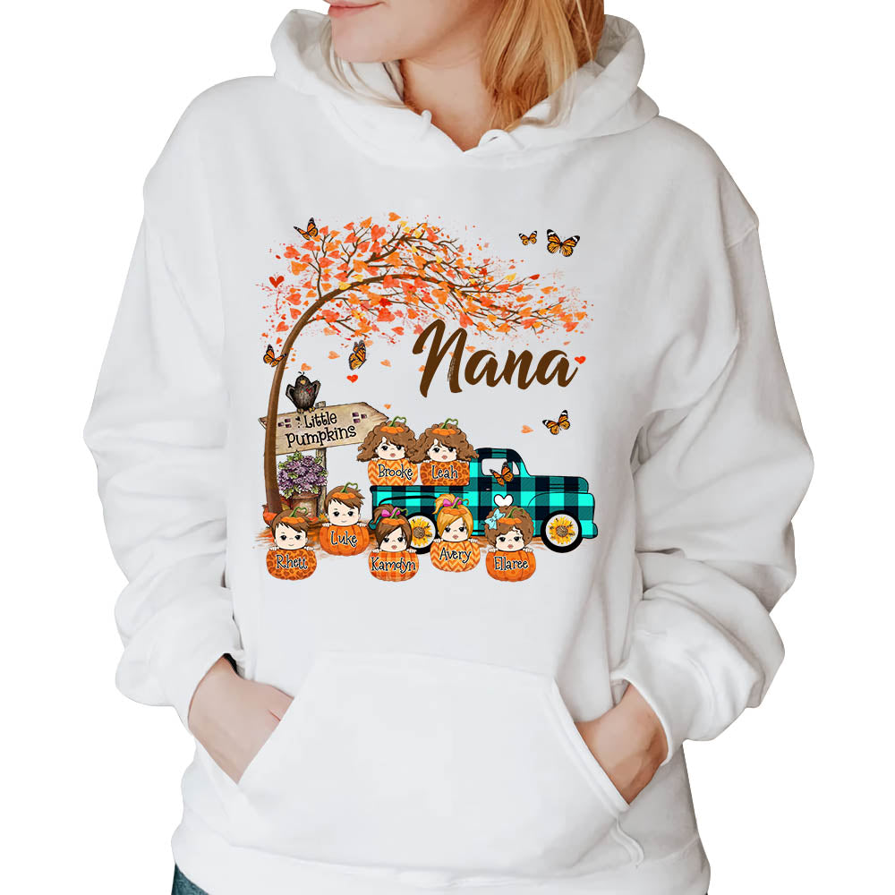 Personalized Nana's Little Pumpkins Autumn Truck Shirts With Grandkids Names For Grandmas
