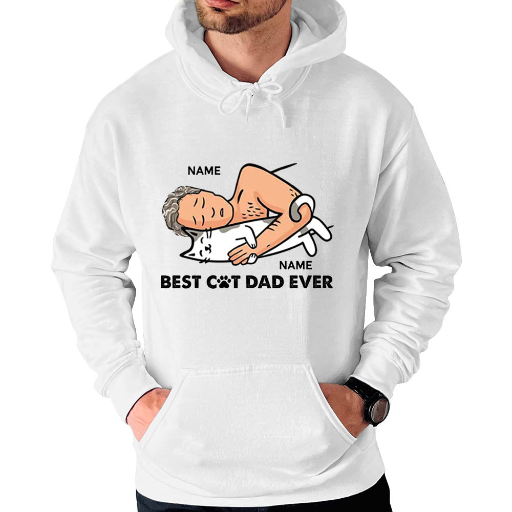 Personalized Best Cat Dad Ever Man With Cat Sleeping Shirt Funny Cat Dad Shirt Gift For Cat Lovers