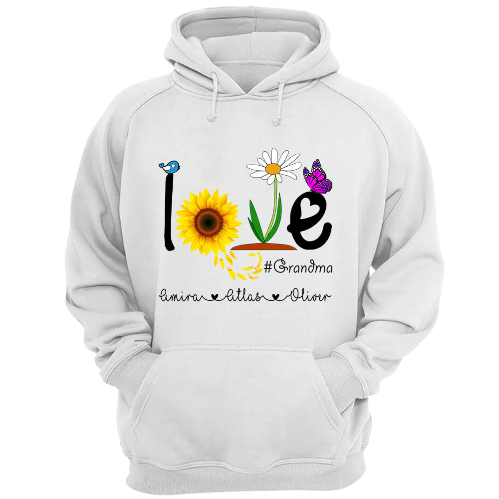 Love Grandma Life Flower Butterfly Personalized Shirt For Grandmother