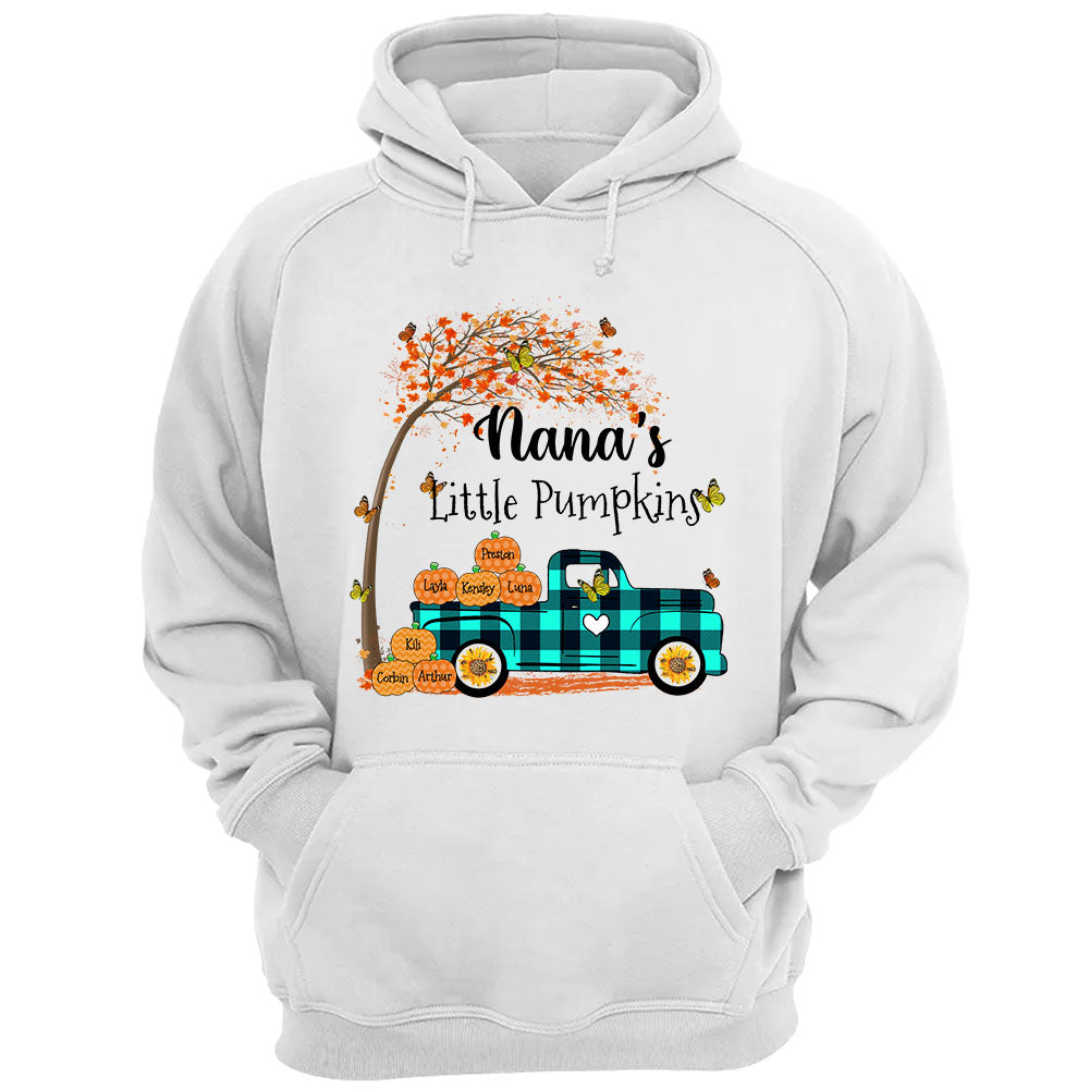 Nana's Little Pumpkins Truck Autumn Personalized Shirts - Custom Nana With Grandkids Names Shirt