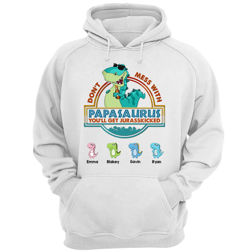 Don't Mess With Papasaurus Cute Dinosaurs Personalized Shirt For Grandpa