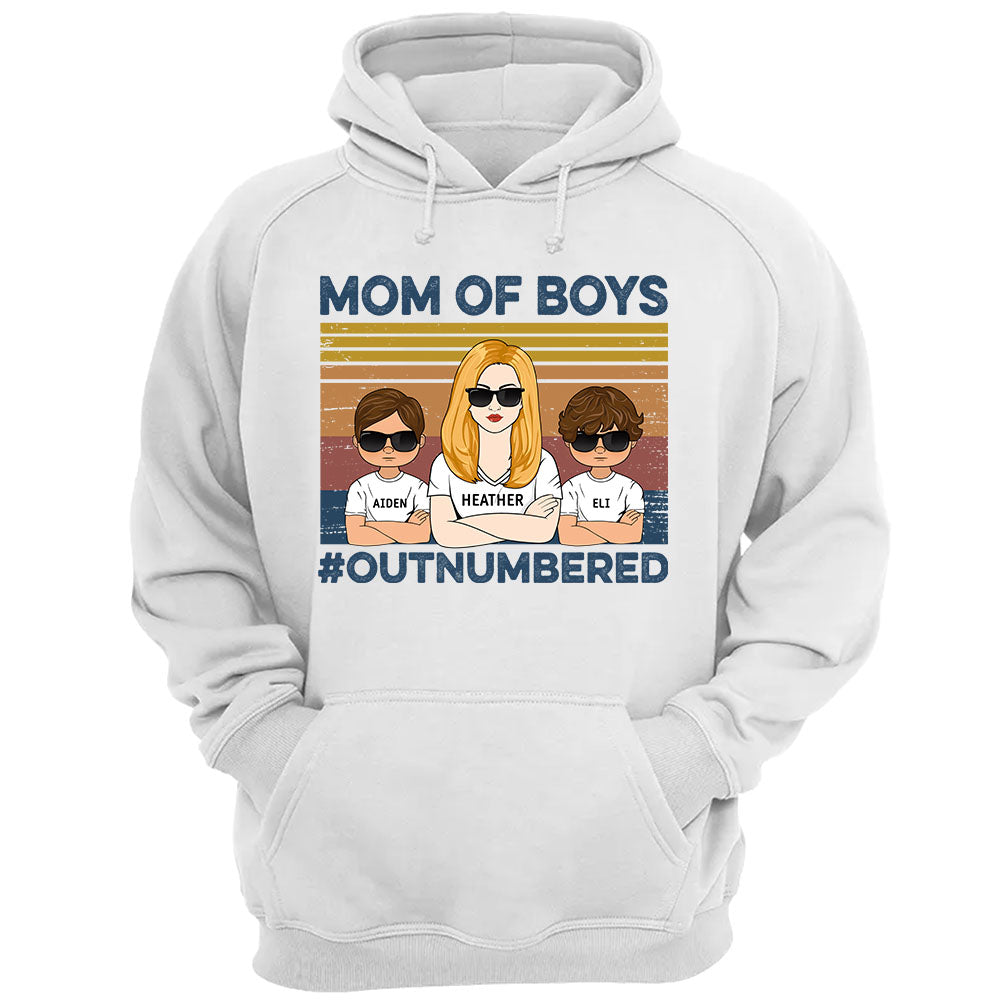 Mom Of Boys #Outnumbered Hashtag Custom Shirt Gift For Mother Mom