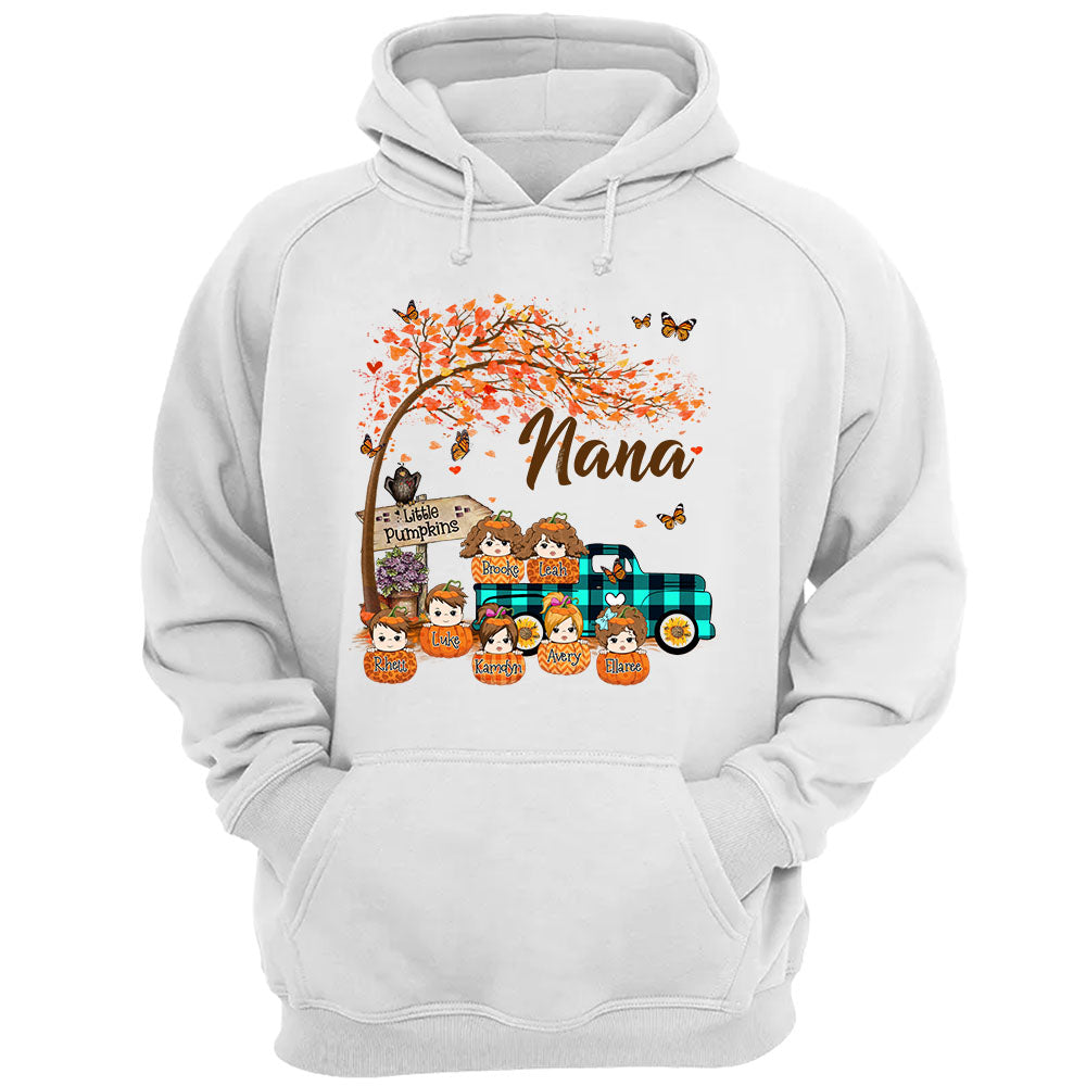 Personalized Nana's Little Pumpkins Autumn Truck Shirts With Grandkids Names For Grandmas