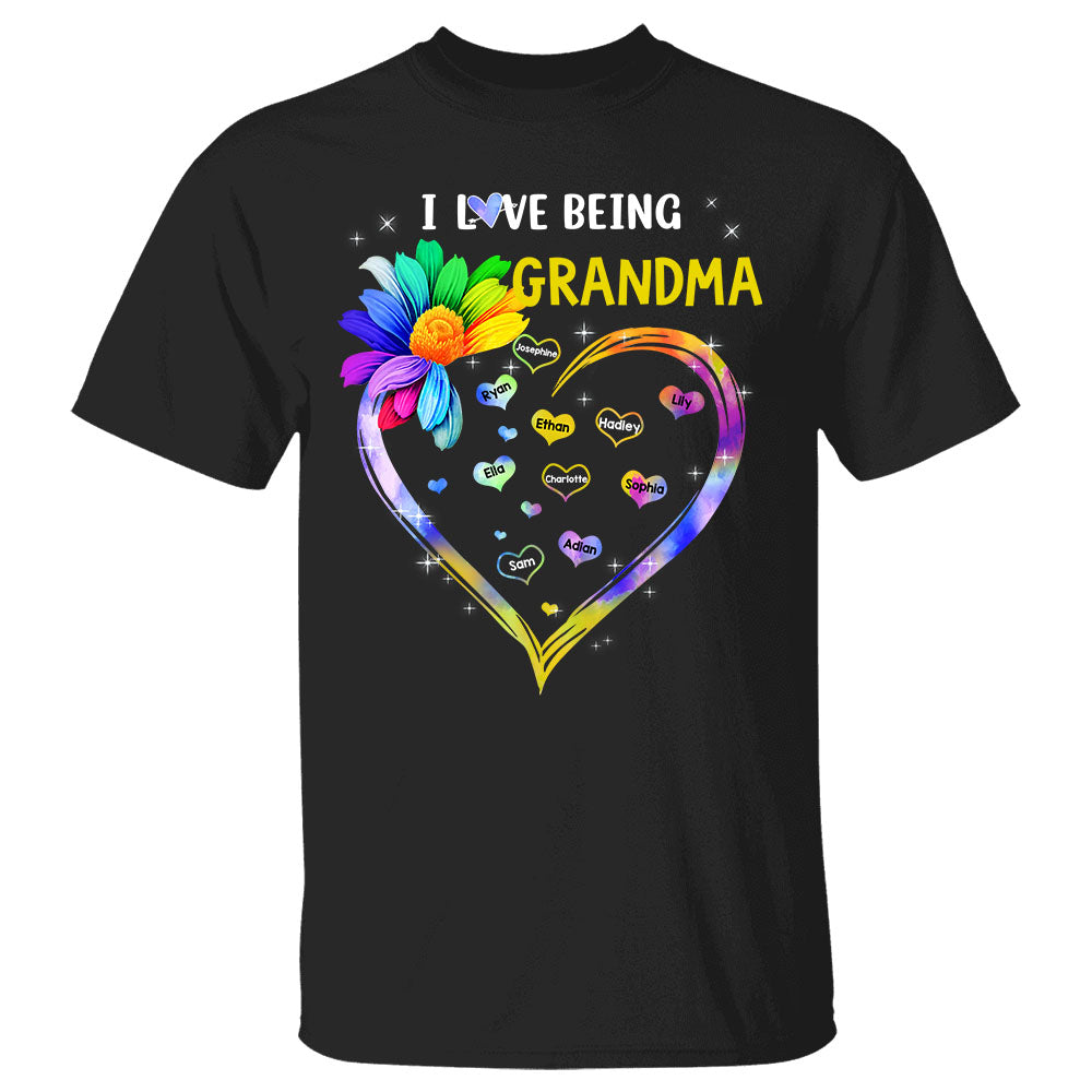 I Love Being Grandma Sunflower Heart Custom Shirt Gift For Grandma