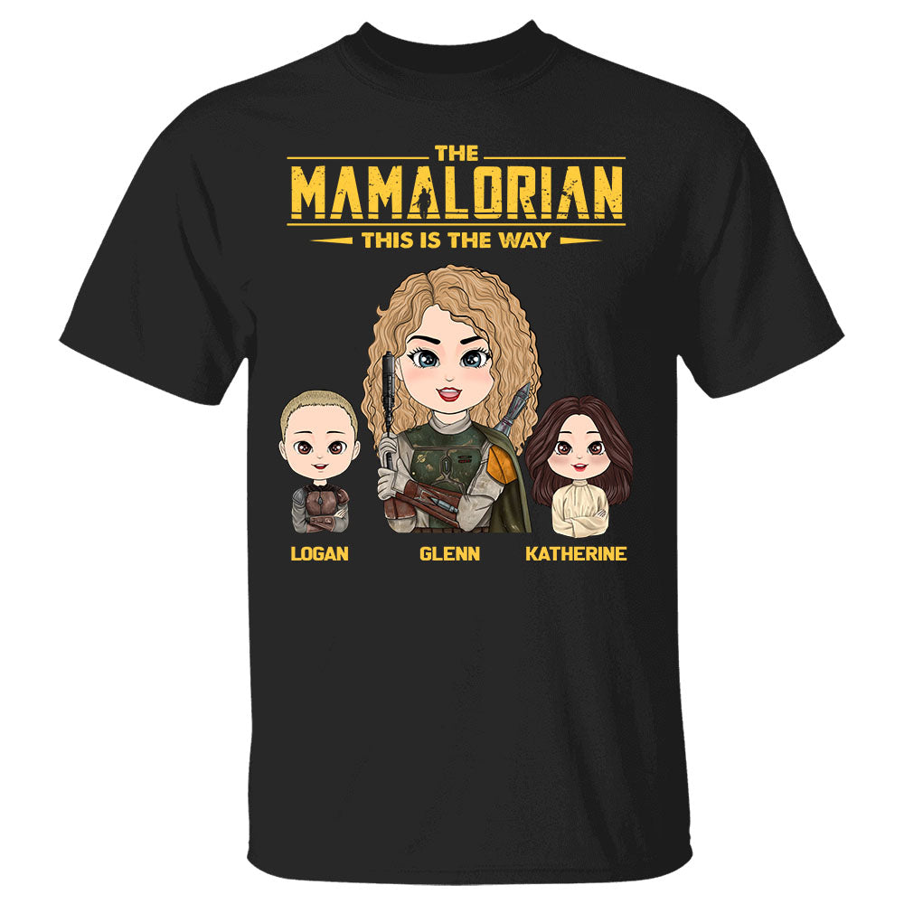 The Mamalorian - Personalized Shirt Gift For Dad Mom Custom Nickname With Kids Dark