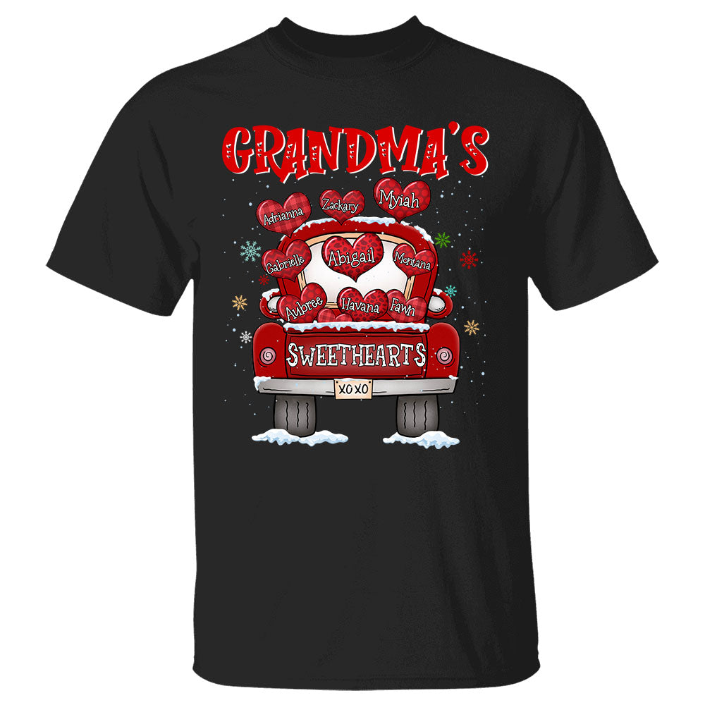 Grandma's Sweethearts Truck Christmas Personalized Shirt For Grandmas