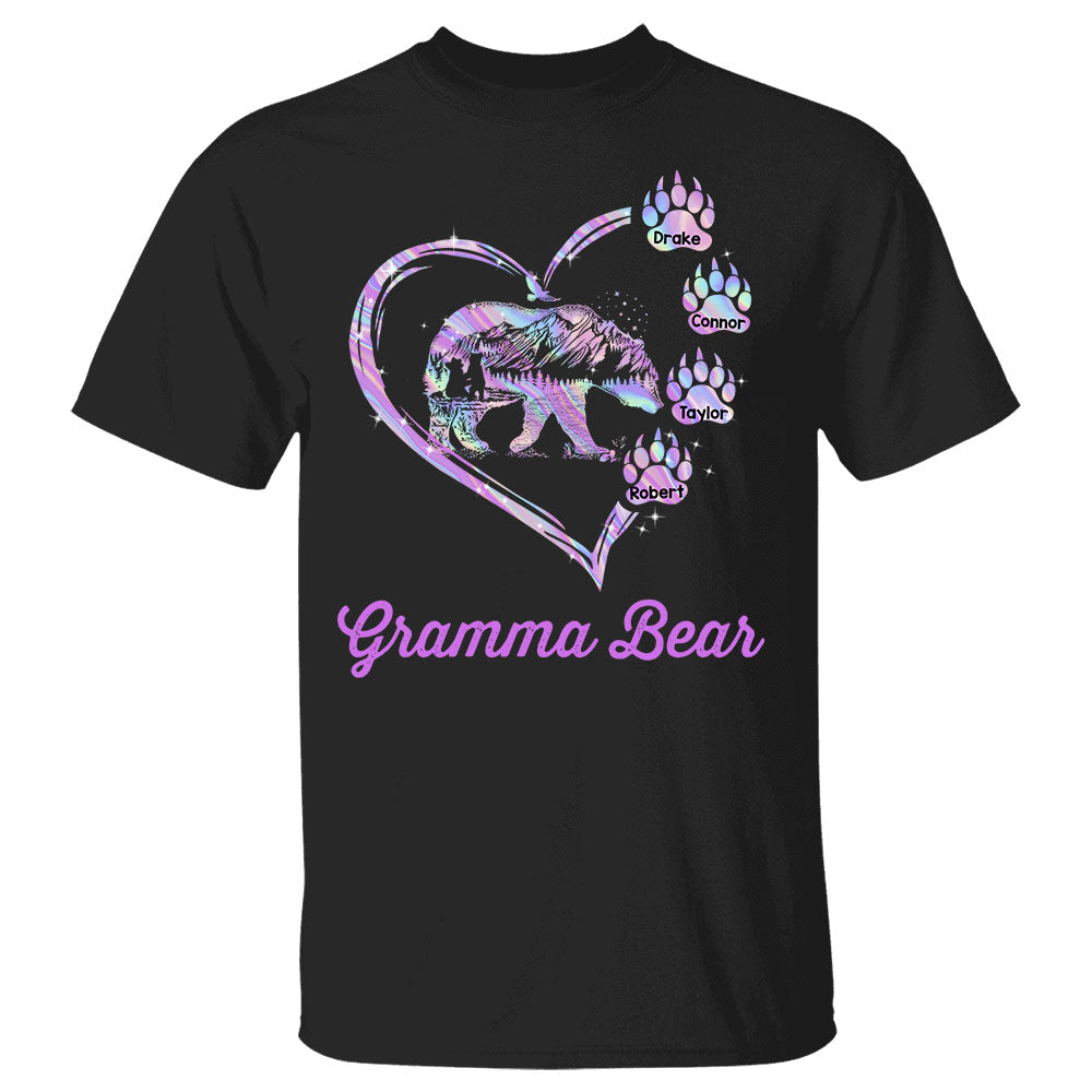 Grandma Bear Heart Colorful Custom Shirt Gift For Grandma