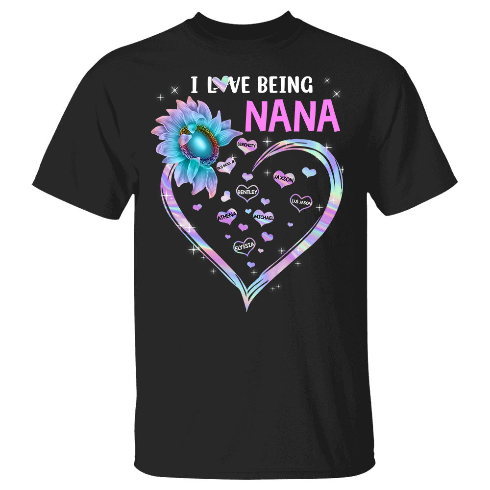 I Love Being Grandma Sunflower Heart Custom Shirt Gift For Grandma