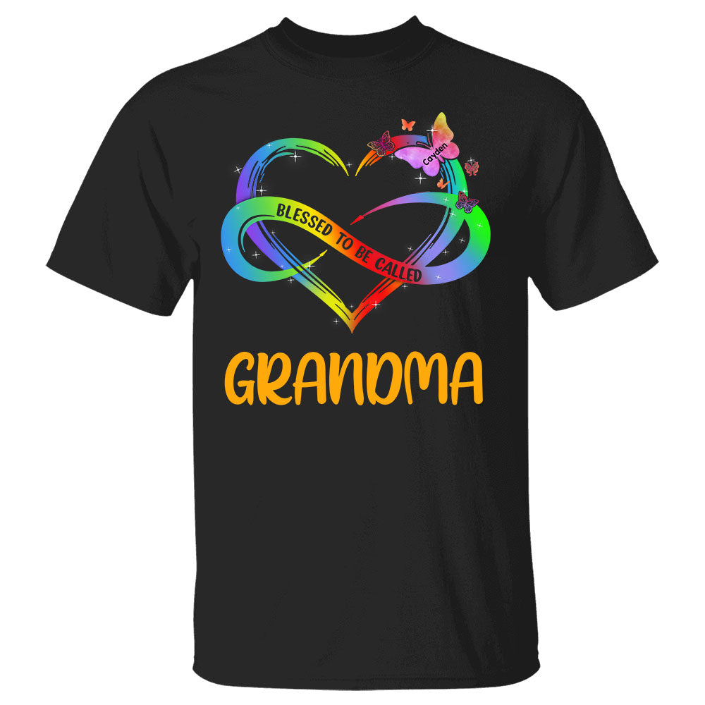 Blessed To Be Called Grandma Heart Infinity Shirt, Funny Grandma Shirt, Custom Grandma With Grandkids Name Shirt